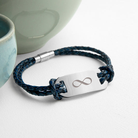 Personalized Men's Infinity Statement Leather Bracelet