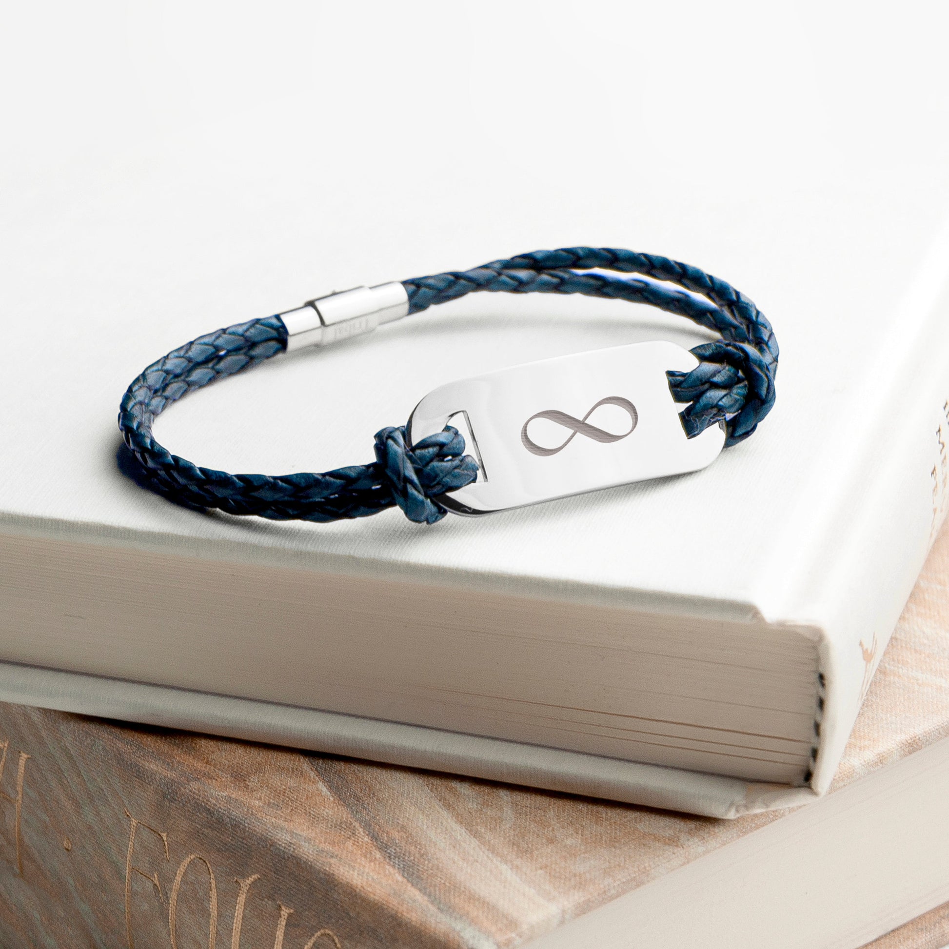 Personalized Men's Bracelets - Personalized Men's Infinity Statement Leather Bracelet 