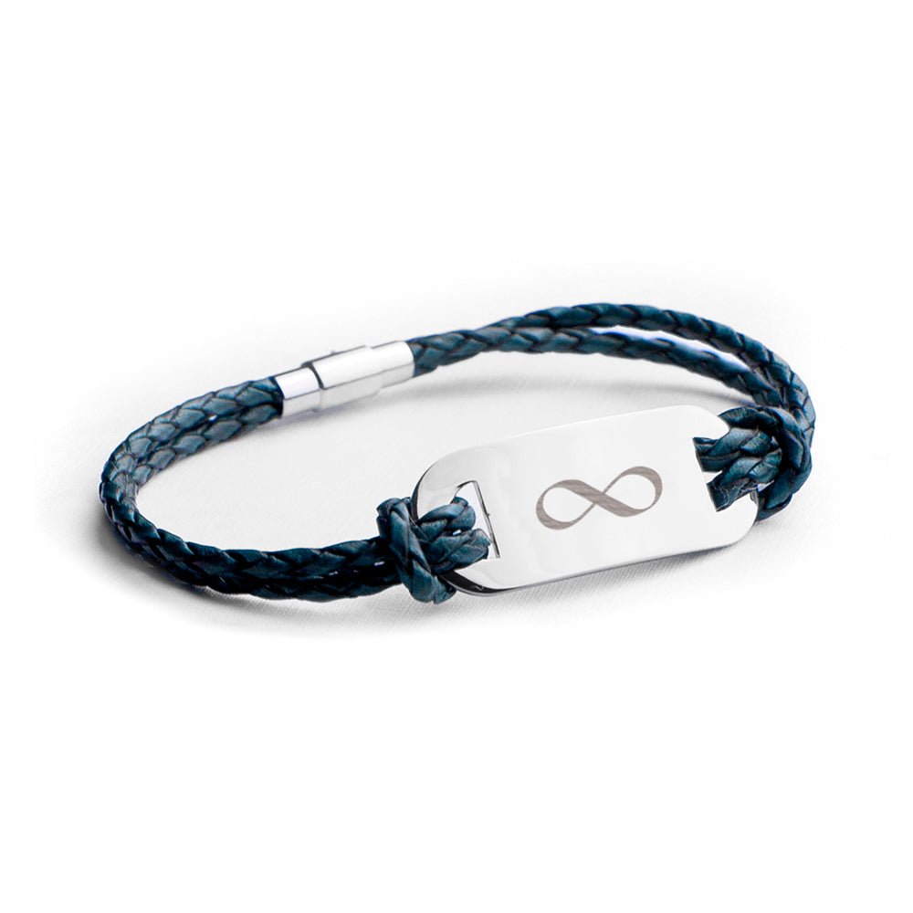 Personalized Men's Bracelets - Personalized Men's Infinity Statement Leather Bracelet 