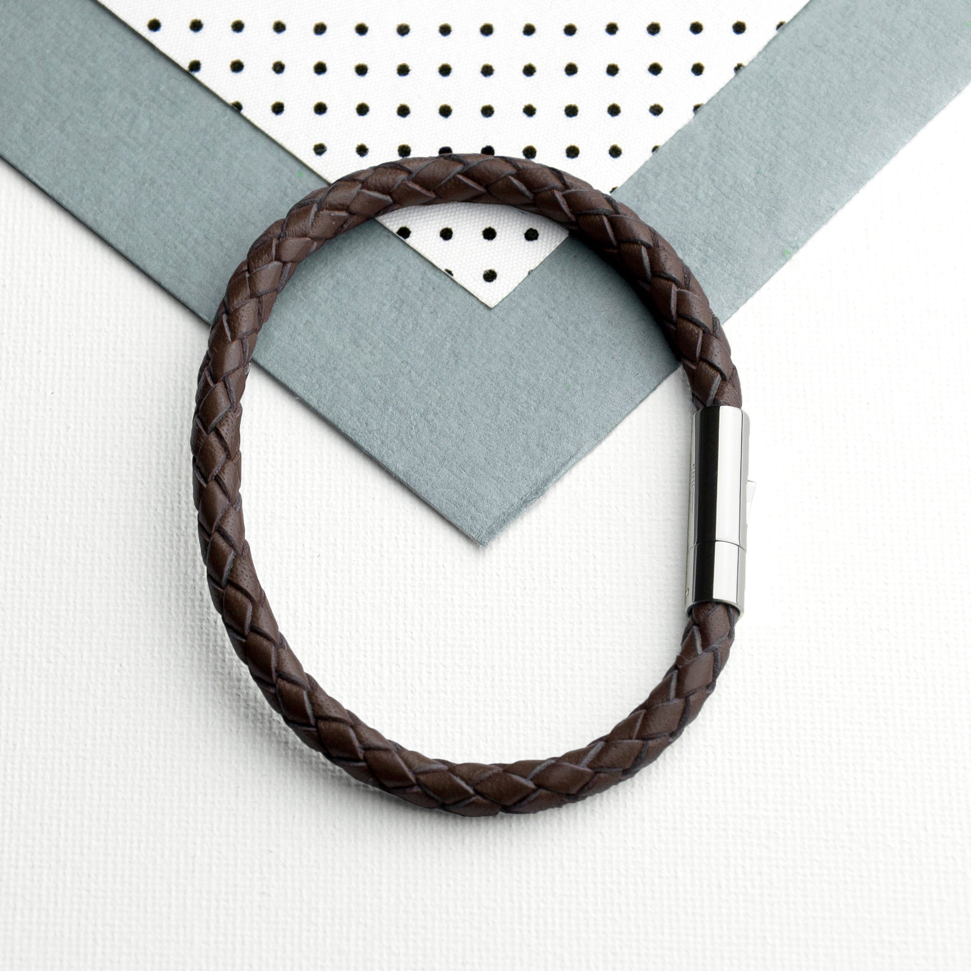 Personalized Men's Bracelets - Personalized Men's Anchor Capsule Leather Bracelet 