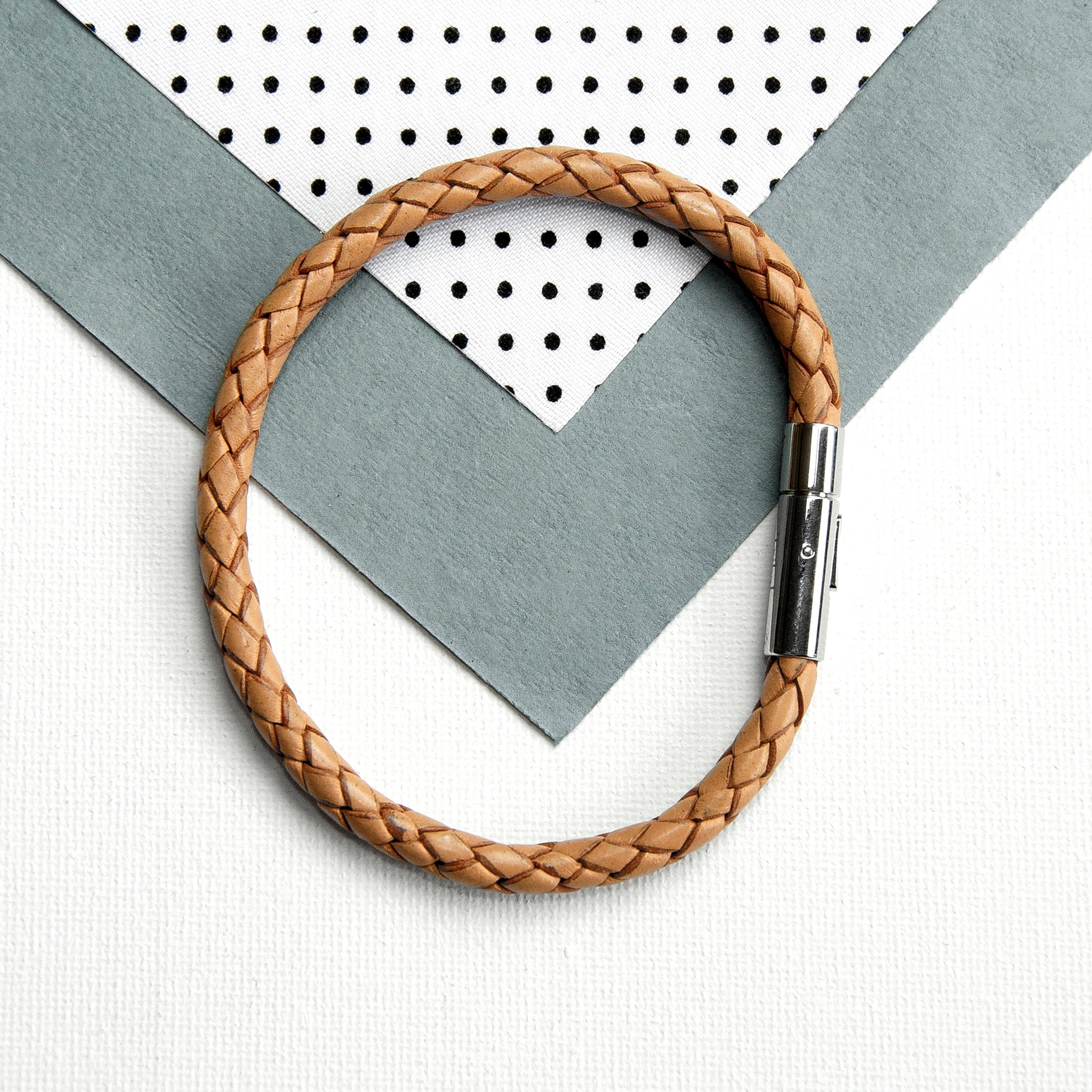 Personalized Men's Bracelets - Personalized Men's Infinity Capsule Leather Bracelet 