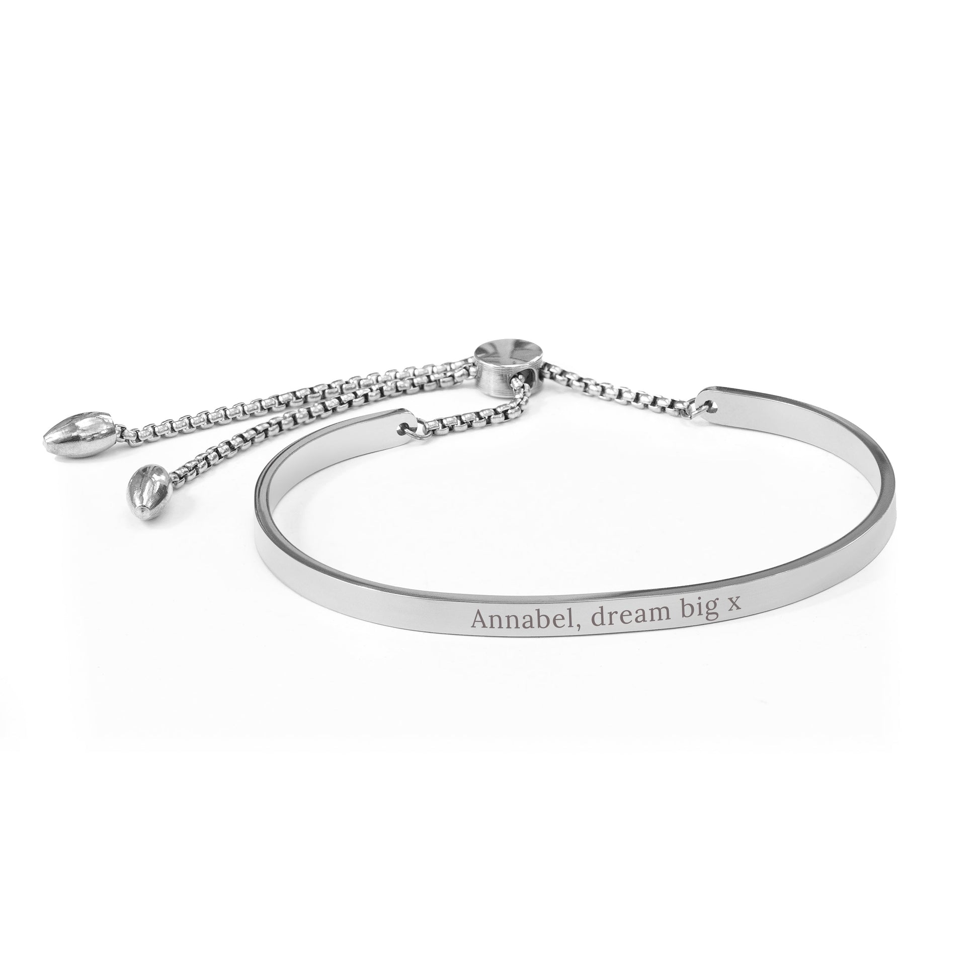 Personalized Bracelets - Personalized Silver Affirmation Bangle Bracelet 