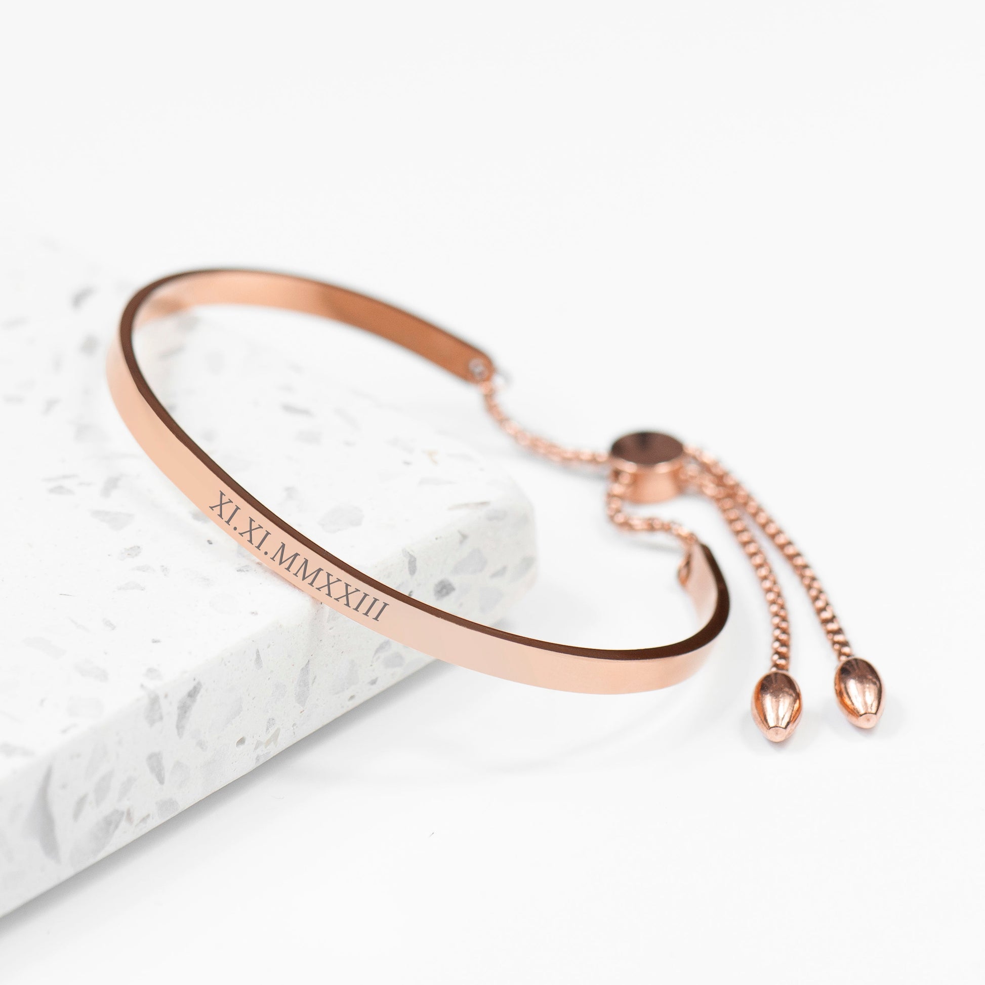 Personalized Bracelets - Personalized Rose Gold Affirmation Bangle Bracelet 