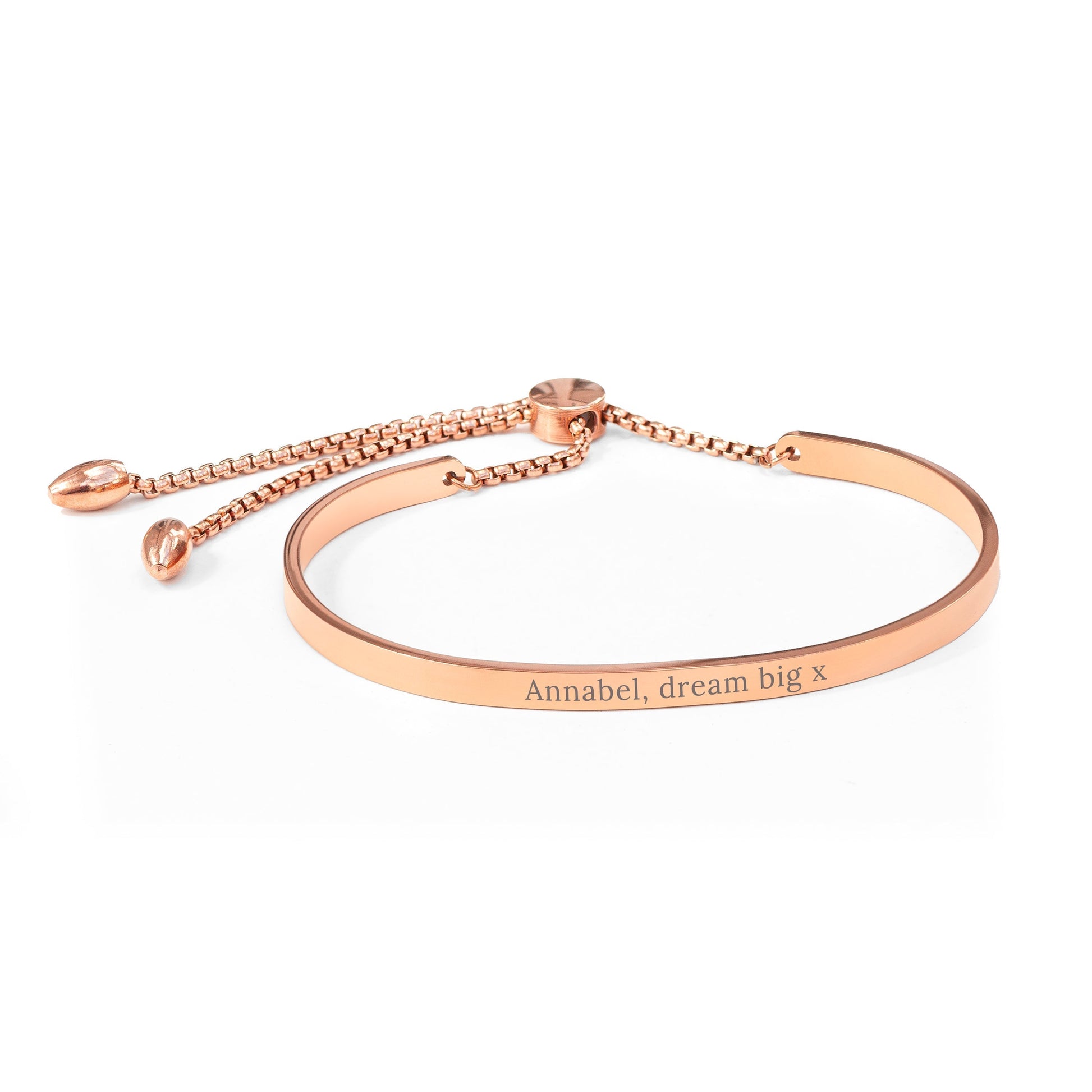 Personalized Bracelets - Personalized Rose Gold Affirmation Bangle Bracelet 
