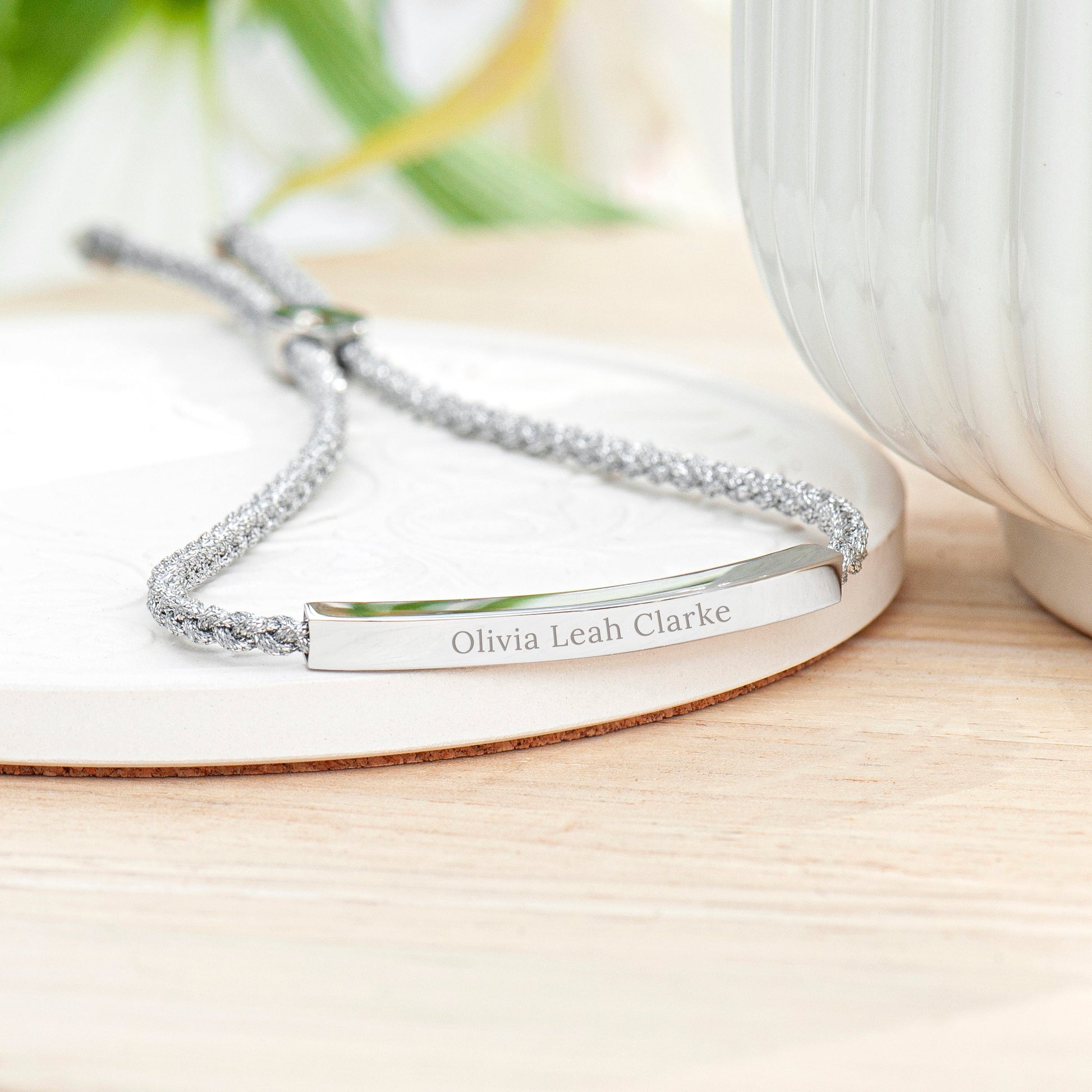Personalized Bracelets - Personalized Silver Identity Rope Bracelet 