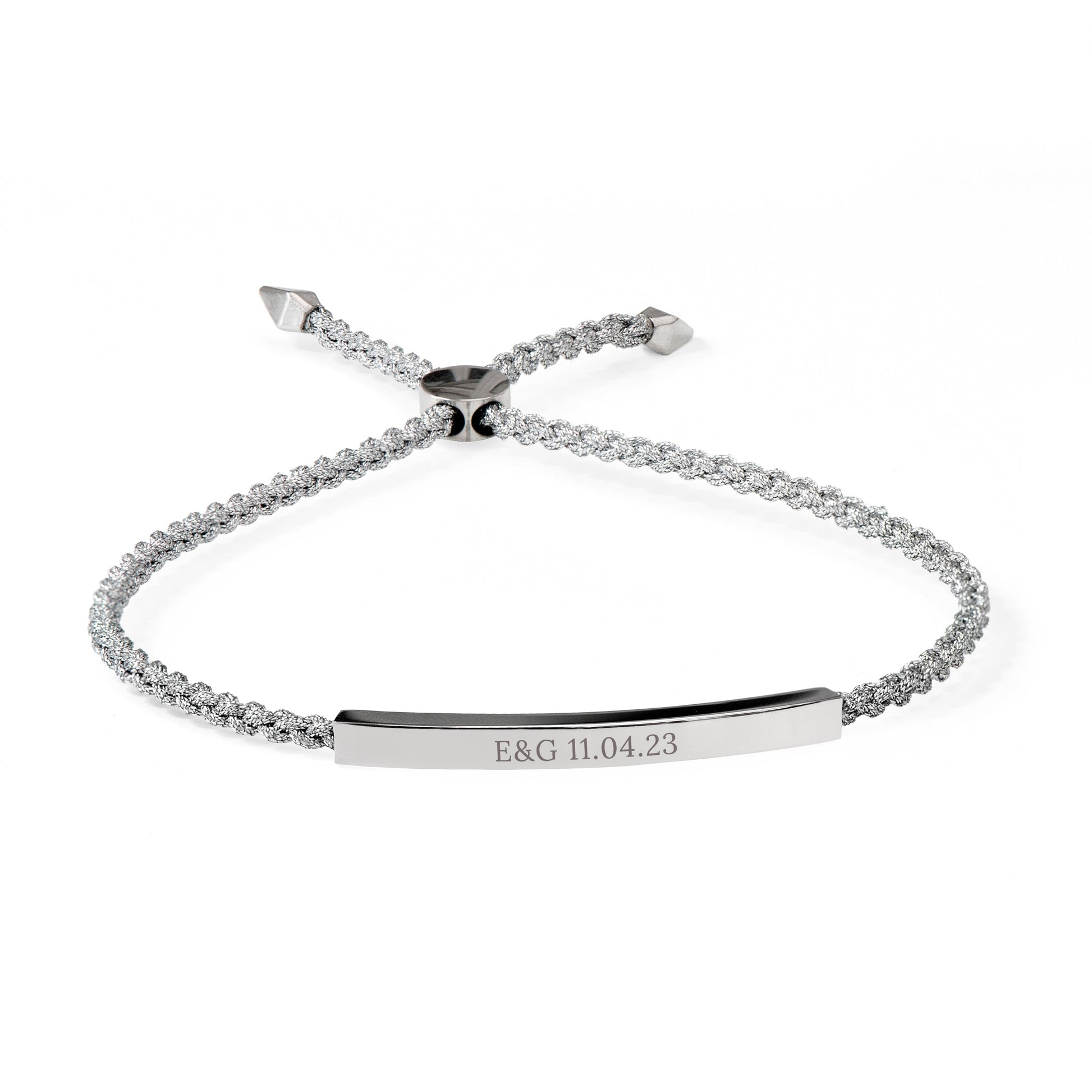 Personalized Bracelets - Personalized Silver Identity Rope Bracelet 