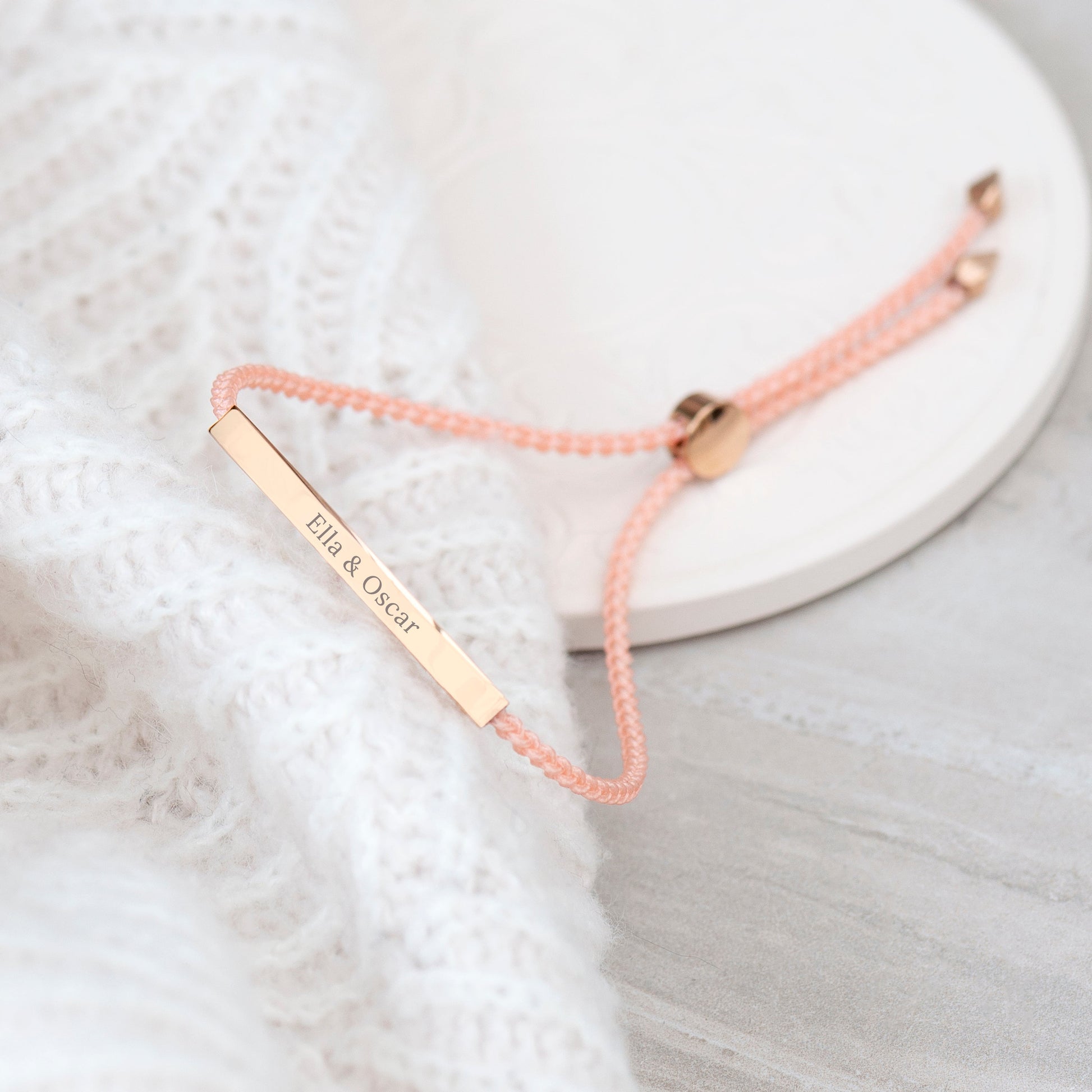 Personalized Bracelets - Personalized Rose Gold Identity Rope Bracelet 