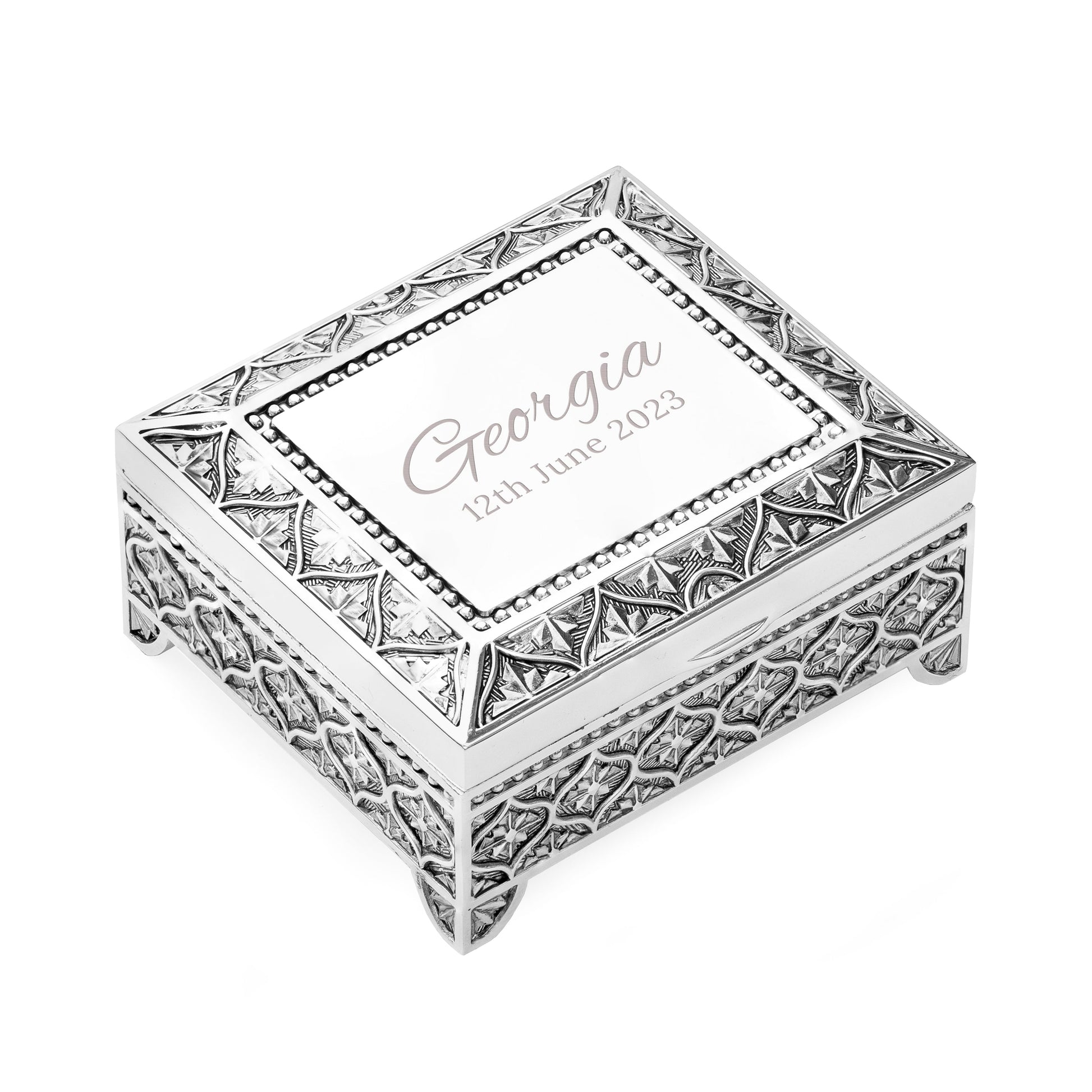 Personalised Miniature Mosaic Silver Trinket Box - GiftsofaKind