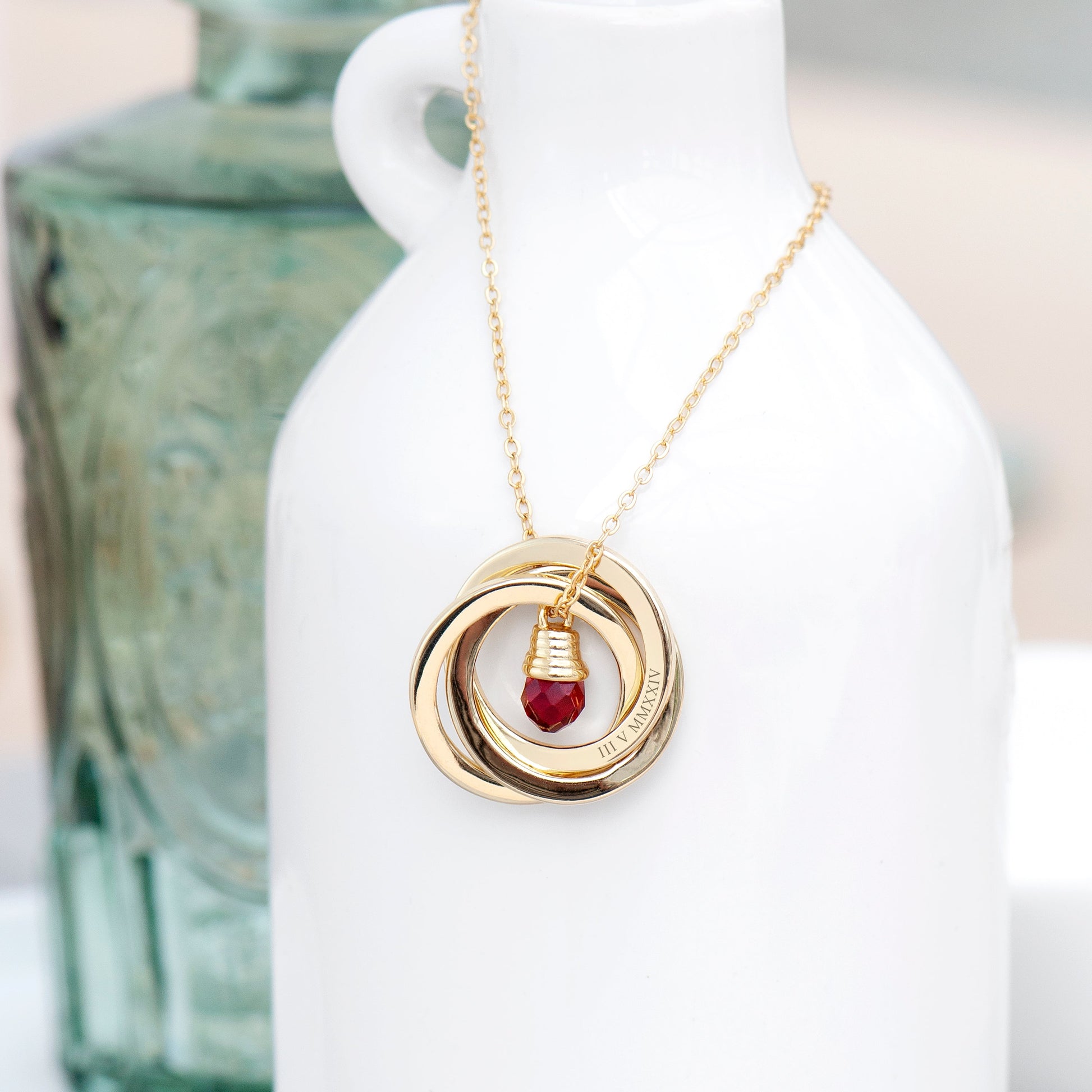 Personalized Necklaces - Personalized Russian Ring Garnet Necklace 