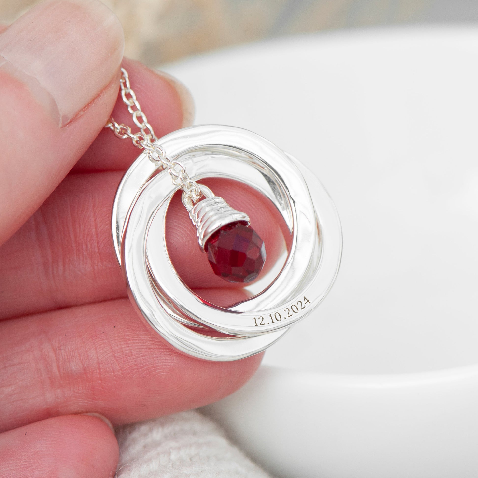 Personalized Necklaces - Personalized Russian Ring Garnet Necklace 