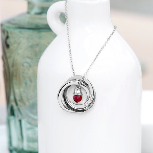 Personalized Russian Ring Garnet Necklace
