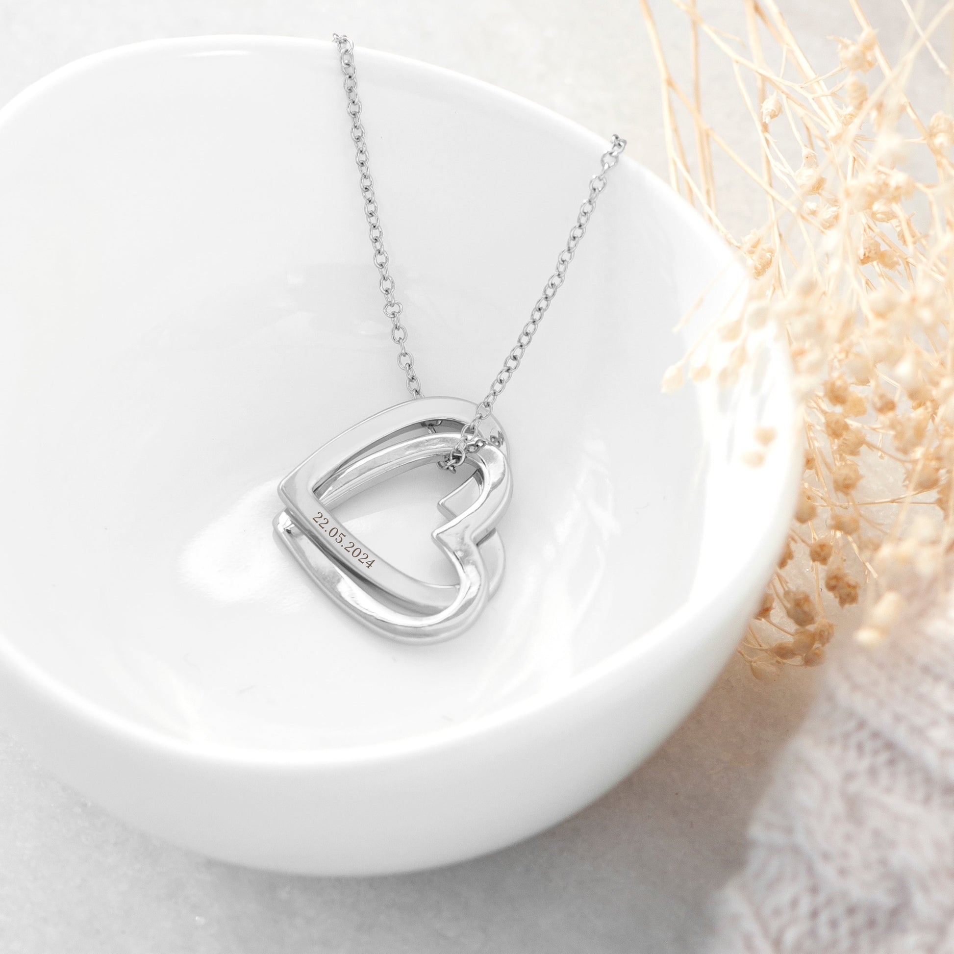 Personalized Necklaces - Personalized Entwined Hearts Necklace 