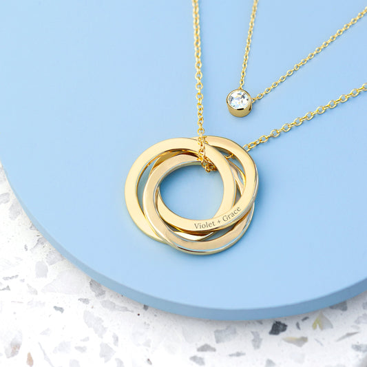 Personalized Russian Ring Layered Necklace