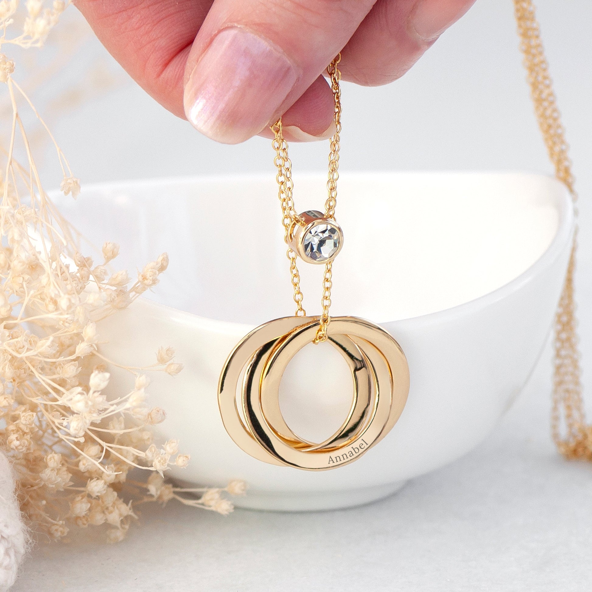 Personalized Necklaces - Personalized Russian Ring Layered Necklace 