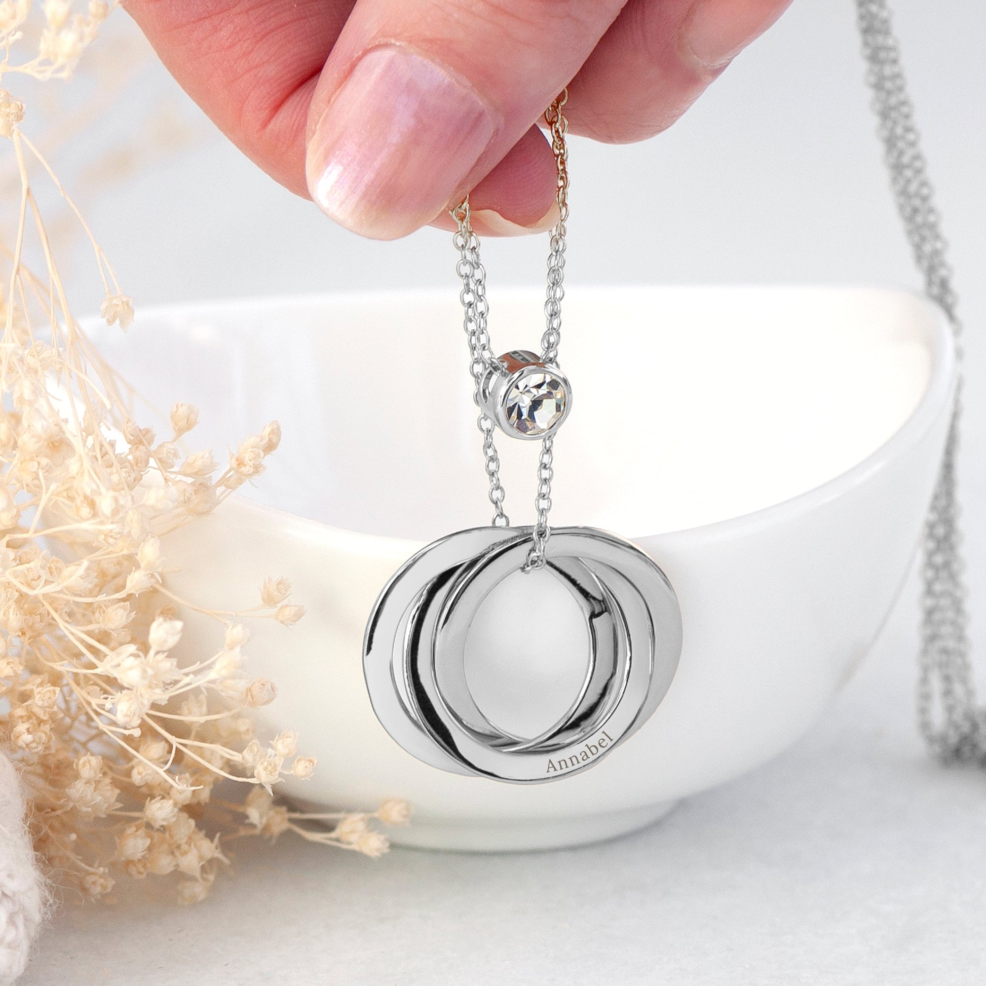 Personalized Necklaces - Personalized Russian Ring Layered Necklace 
