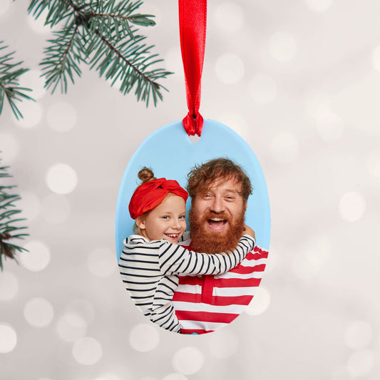 Personalised Oval Photo Christmas Ornament