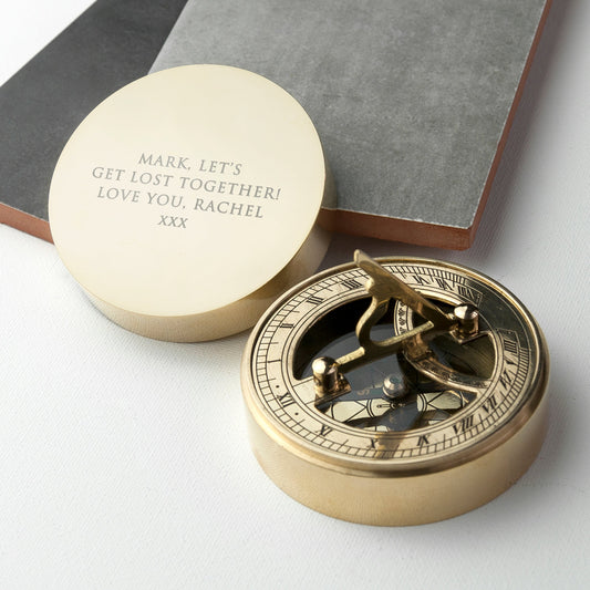 Personalized Adventurer's Brass Sundial and Compass