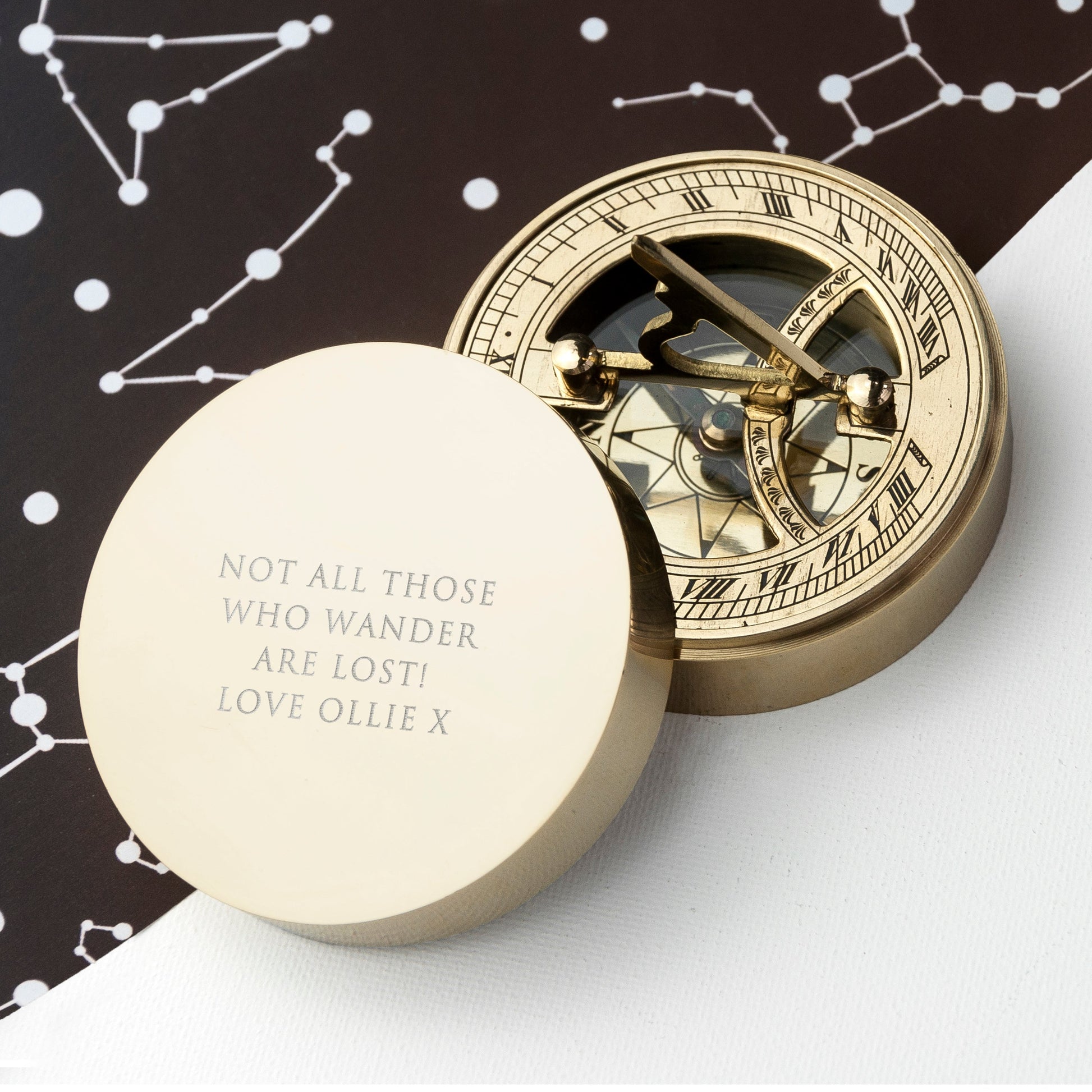 Personalized Keepsakes - Personalized Adventurer's Brass Sundial and Compass 