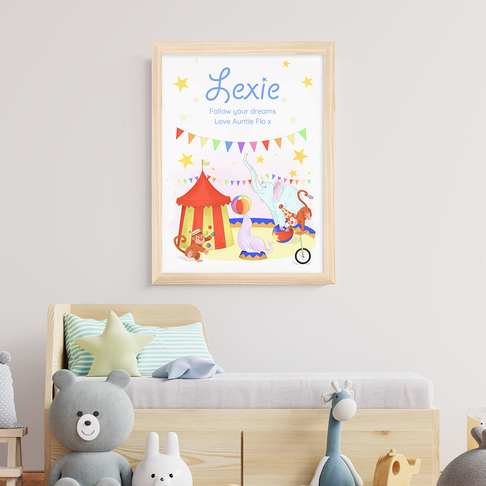 Personalized Wall Print - Personalized Circus Fun Framed Print 