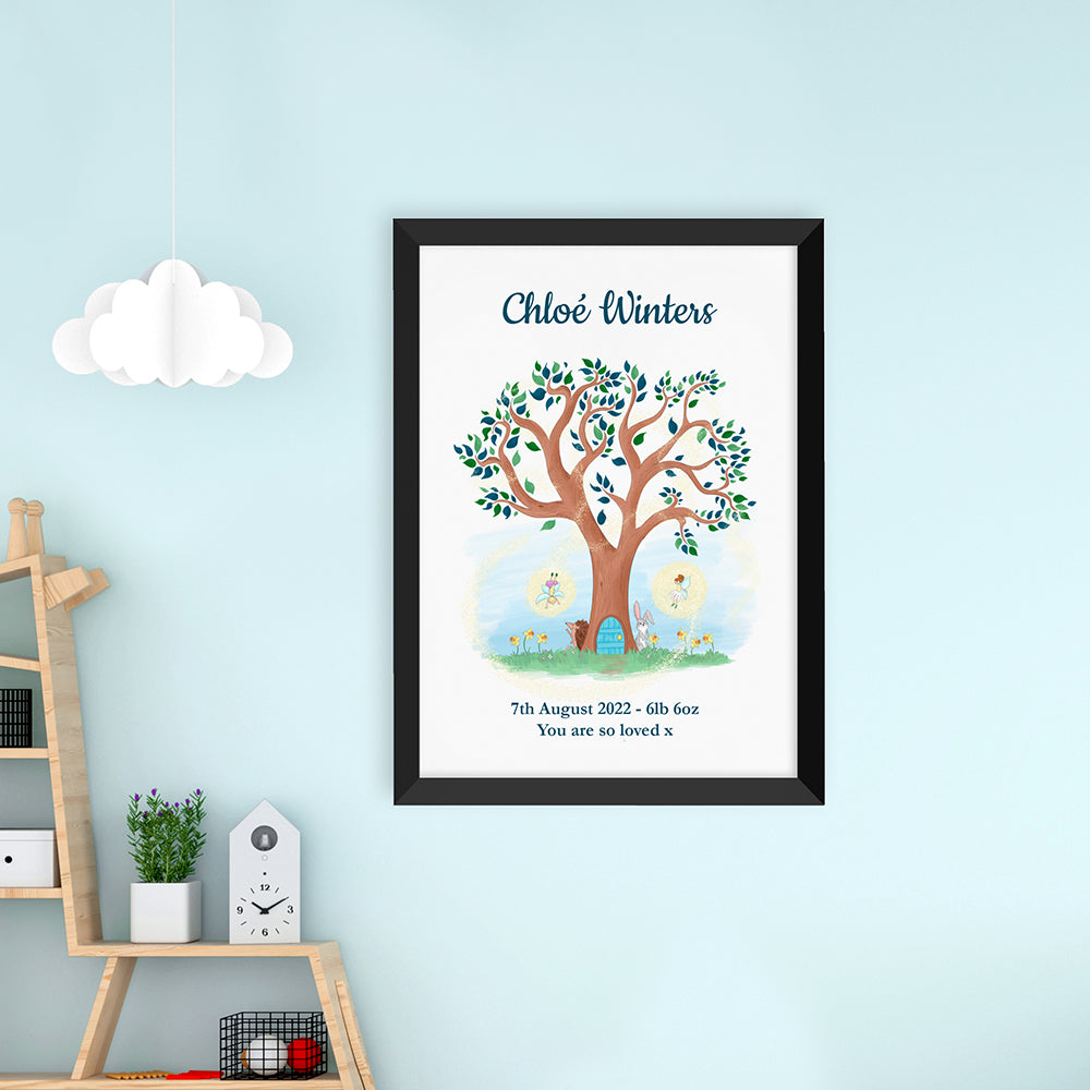 Personalized Wall Print - Personalized Fairy Tree Framed Print 