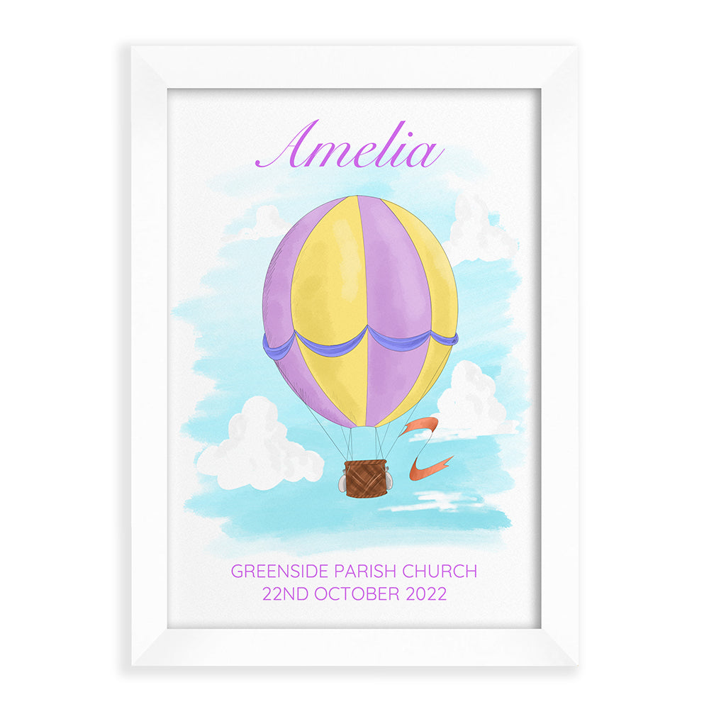 Personalized Wall Print - Personalized Hot Air Balloon Framed Print 