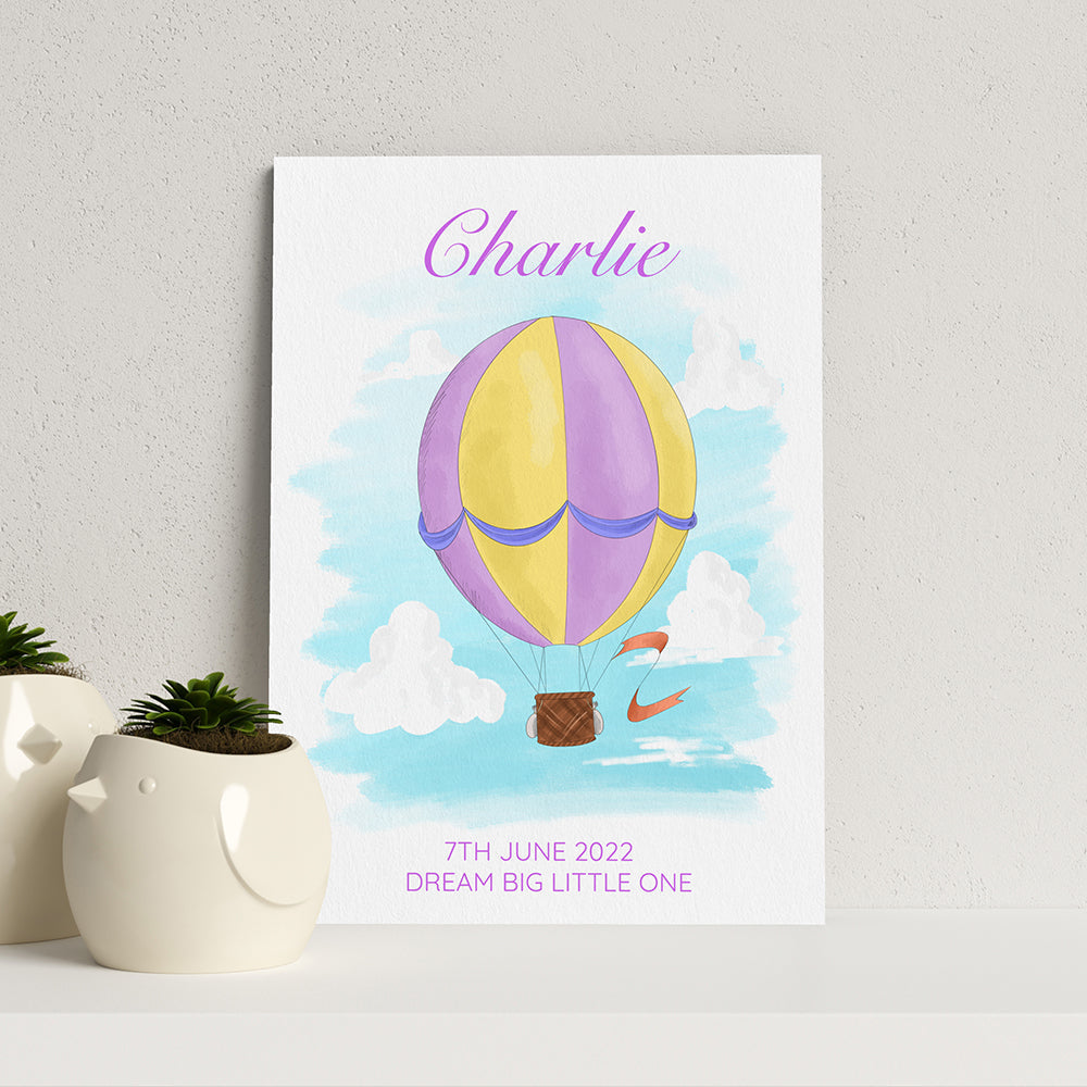 Personalized Wall Print - Personalized Hot Air Balloon Framed Print 