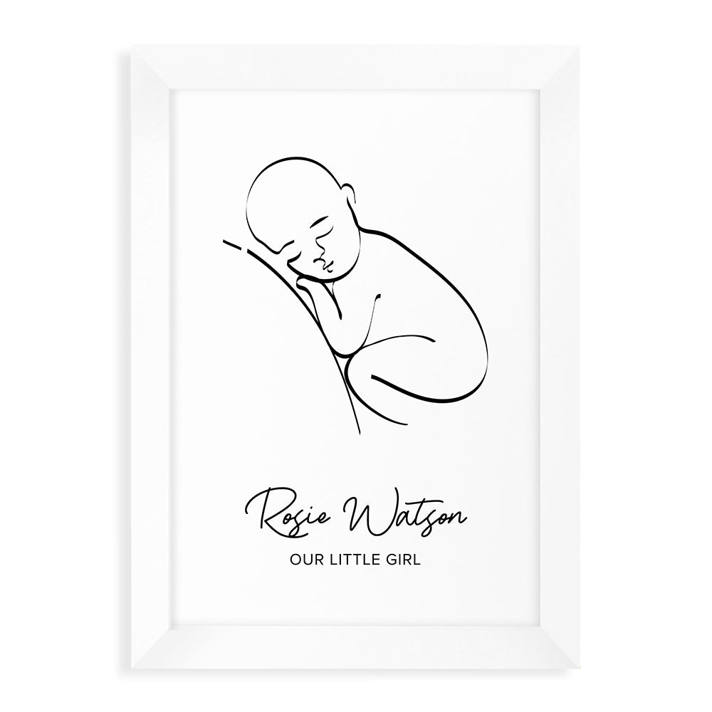 Personalized Wall Print - Personalized Line Art Resting Baby Print 