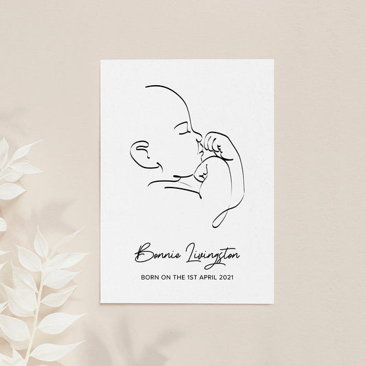 Personalized Line Art Relaxed Baby Print