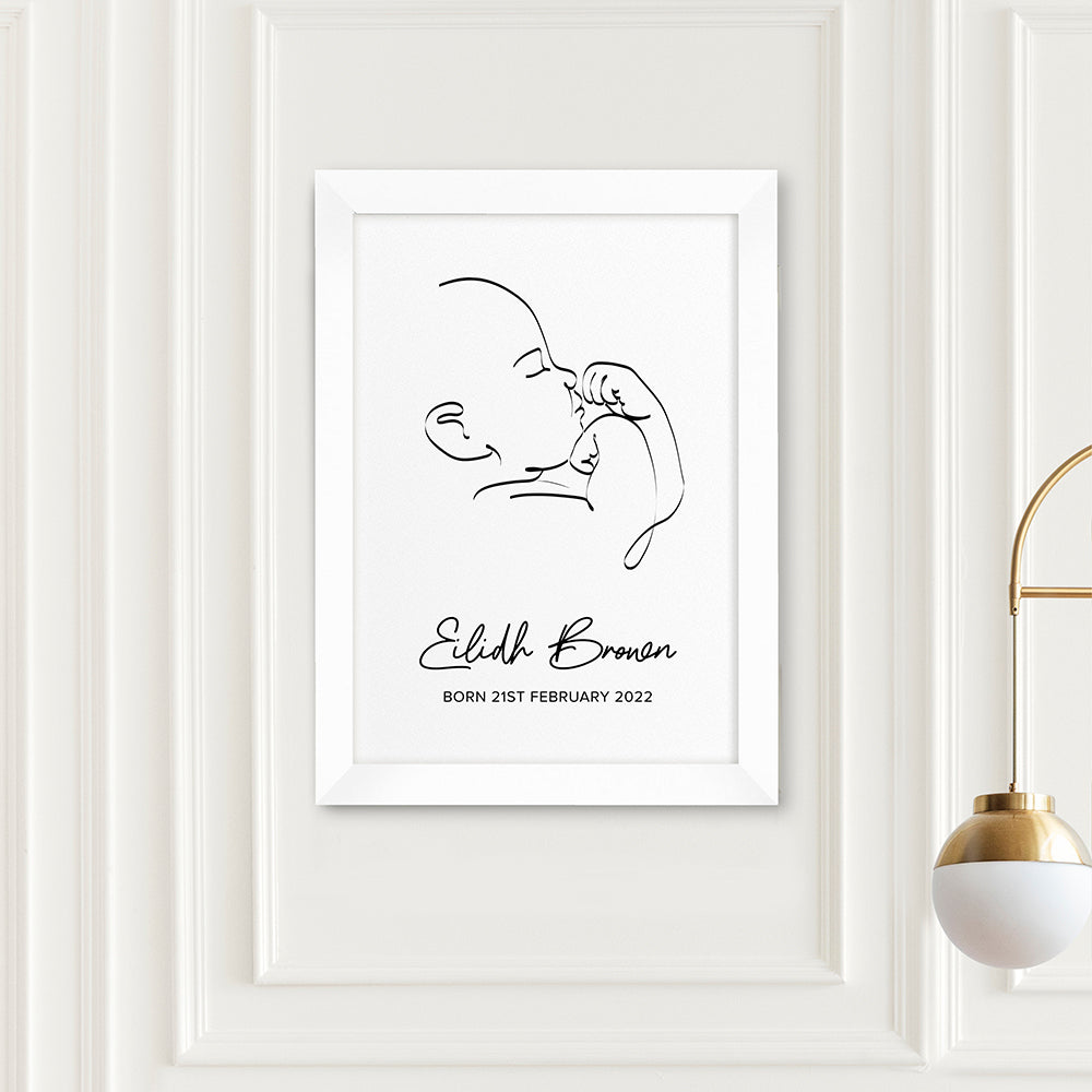 Personalized Wall Print - Personalized Line Art Relaxed Baby Print 