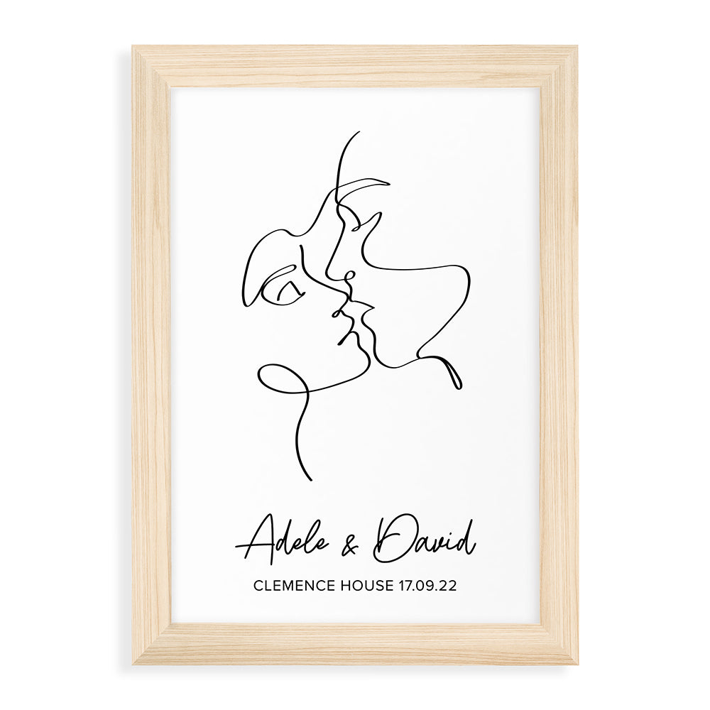 Personalized Romantic Line Art Loving Couple Print - Lovesakes