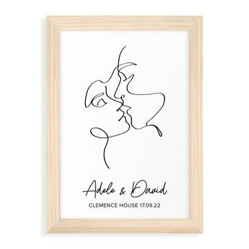 Personalized Romantic Line Art Loving Couple Print - Lovesakes