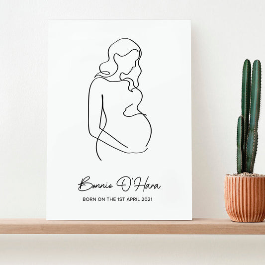 Personalized Line Art Mum to Be Print