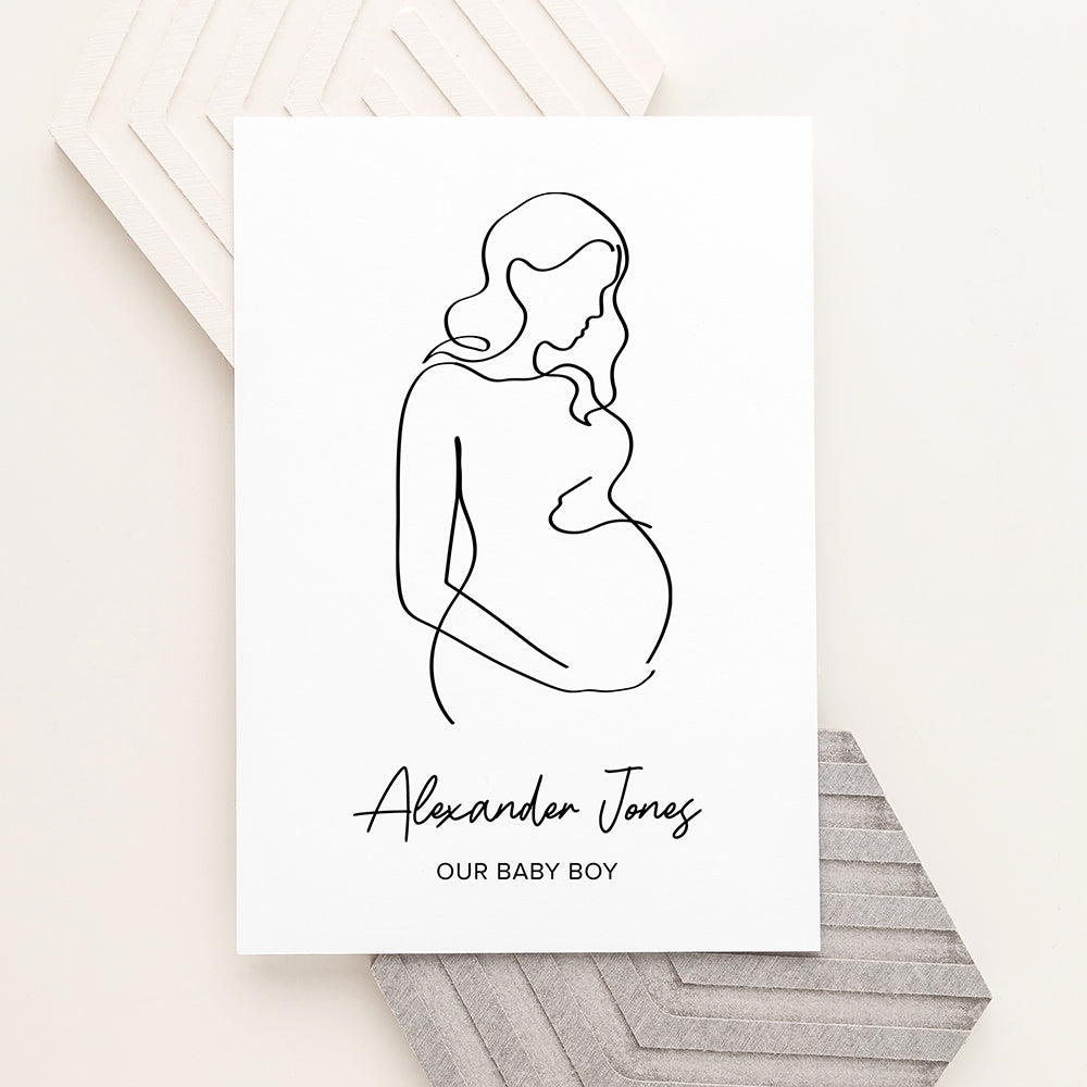 Personalized Wall Print - Personalized Line Art Mum to Be Print 