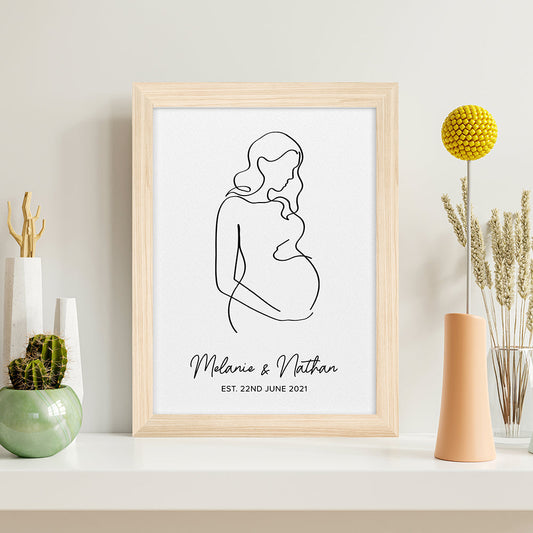Personalized Line Art Mum to Be Print