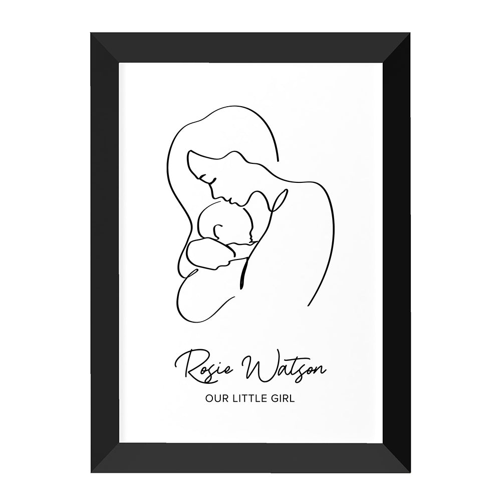 Personalized Wall Print - Personalized Line Art New Mum and Baby's Love Print 