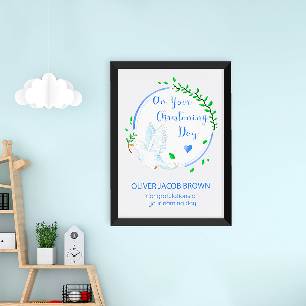 Personalized Wall Print - Personalized Peaceful Dove Framed Print 