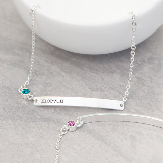Personalized Silver Birthstone Swarovski Crystal Bracelet