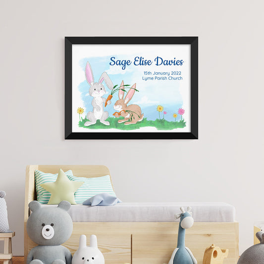 Personalized Spring Bunny Framed Print