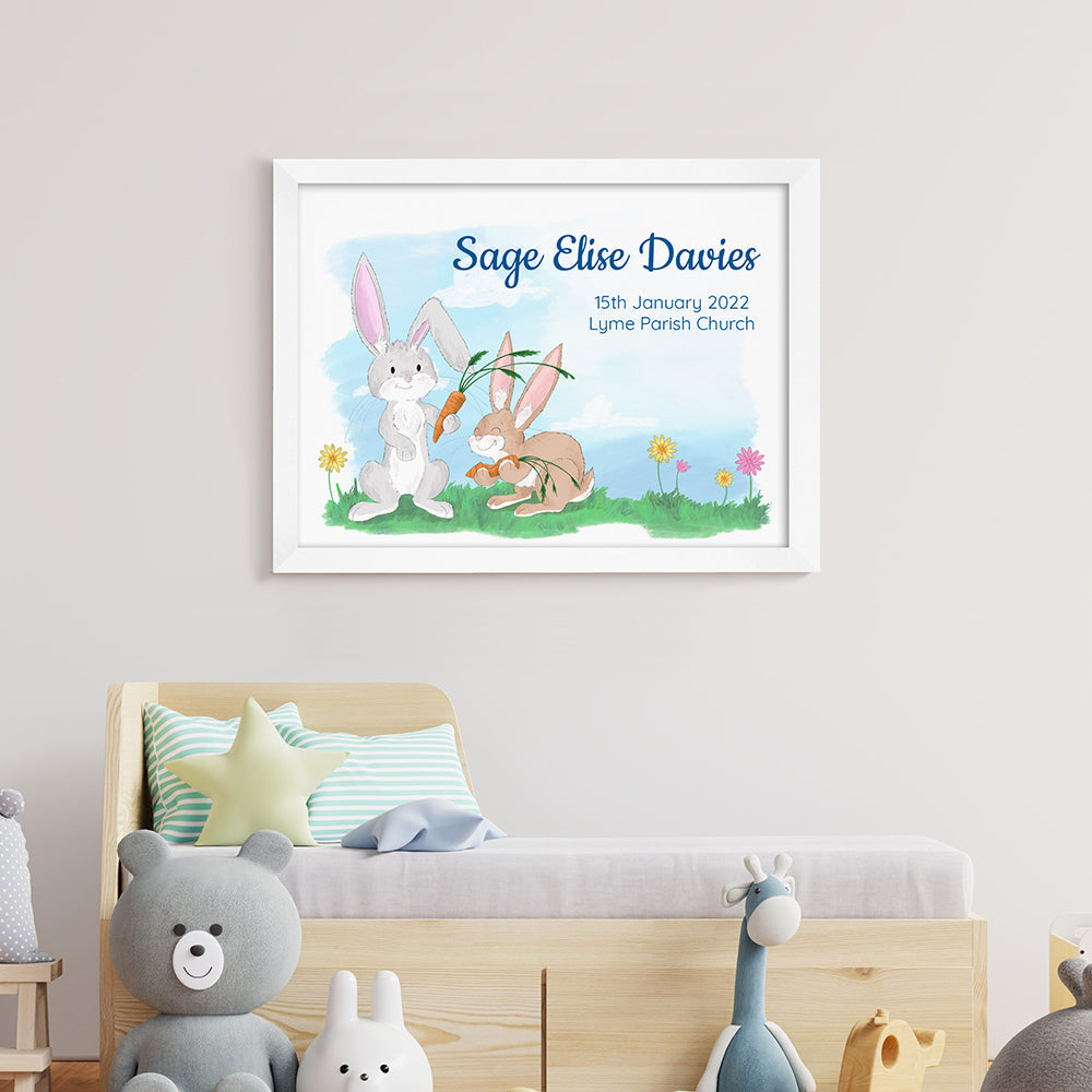 Personalized Wall Print - Personalized Spring Bunny Framed Print 