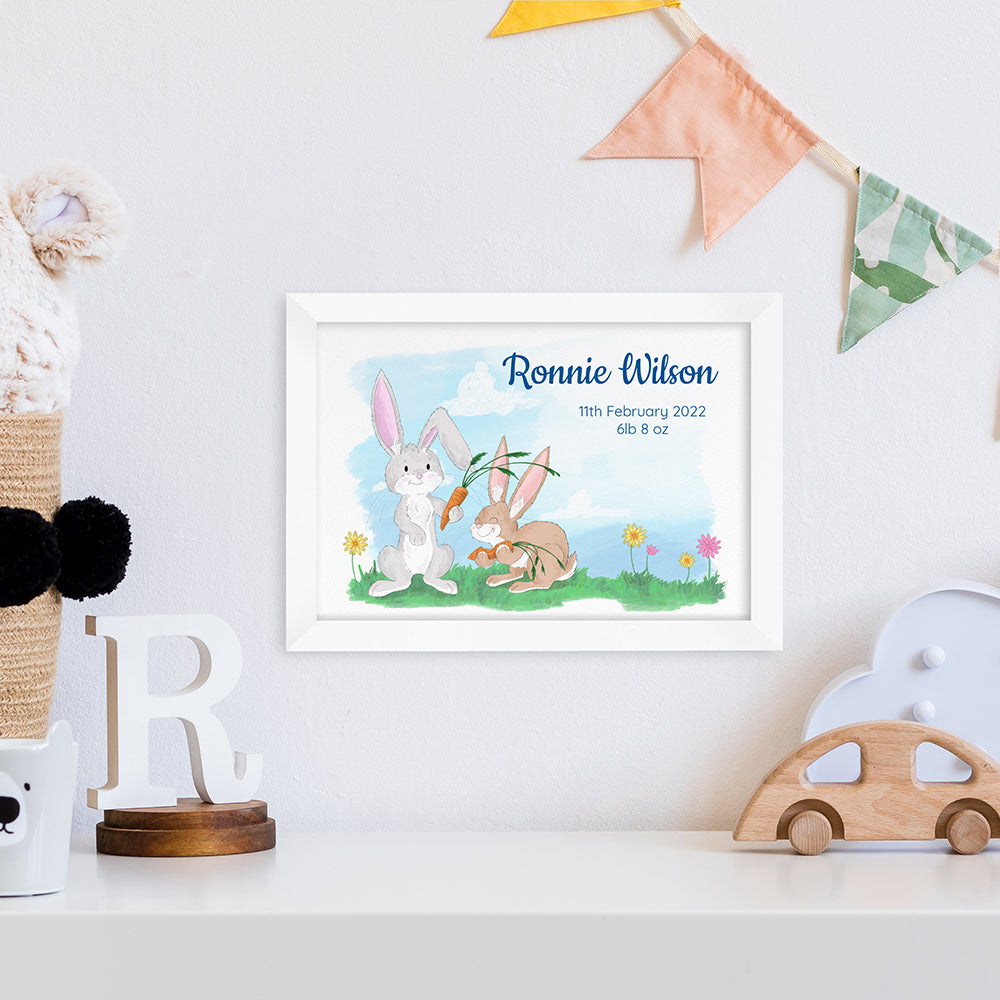 Personalized Wall Print - Personalized Spring Bunny Framed Print 