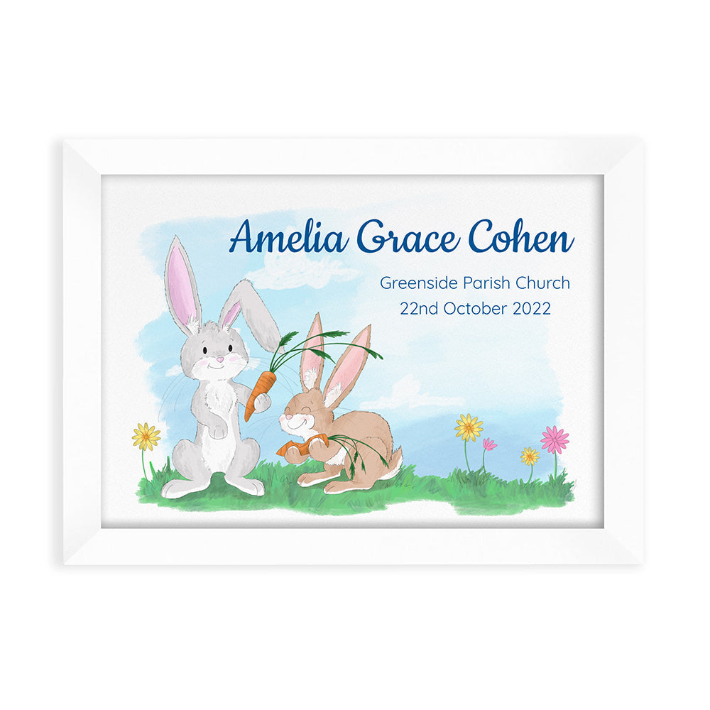 Personalized Wall Print - Personalized Spring Bunny Framed Print 