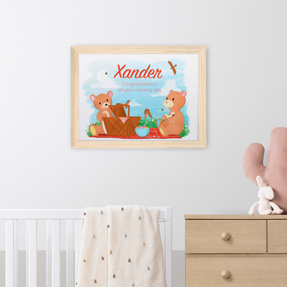 Personalized Wall Print - Personalized Teddy Bear Picnic Framed Print 