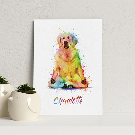 Personalized Watercolour Dog Yoga Print