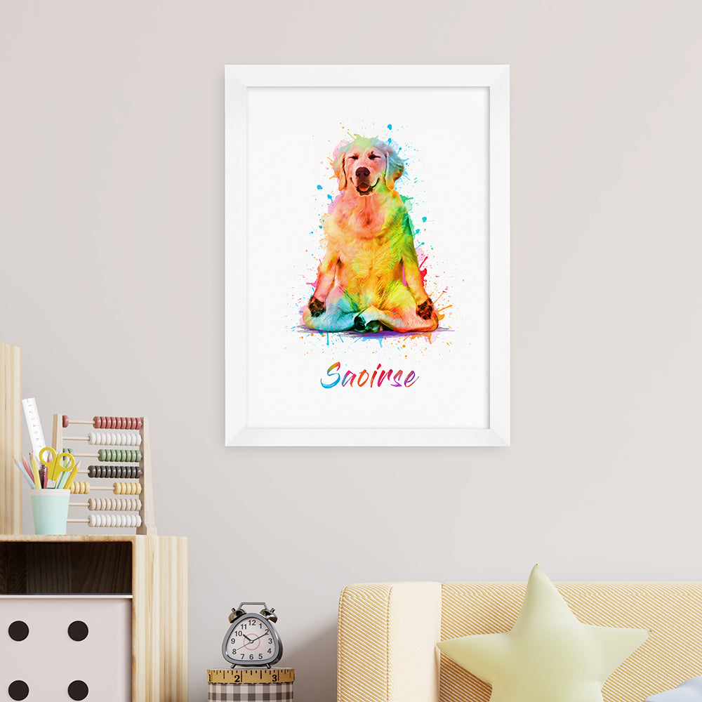 Personalized Wall Print - Personalized Watercolour Dog Yoga Print 