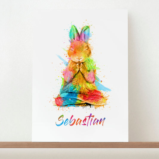Personalized Watercolour Rabbit Meditation Print