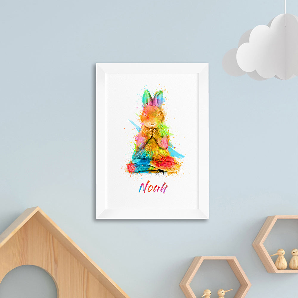 Personalized Wall Print - Personalized Watercolour Rabbit Meditation Print 