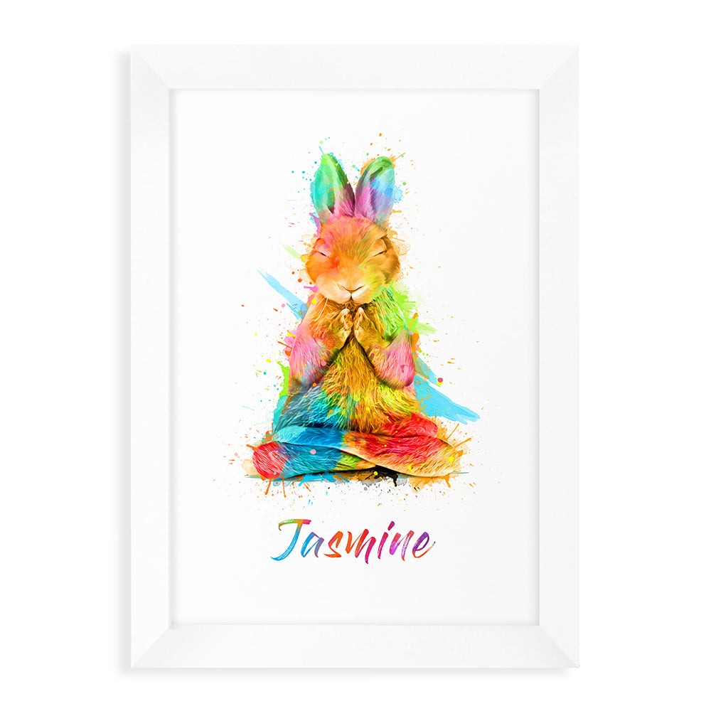 Personalized Wall Print - Personalized Watercolour Rabbit Meditation Print 