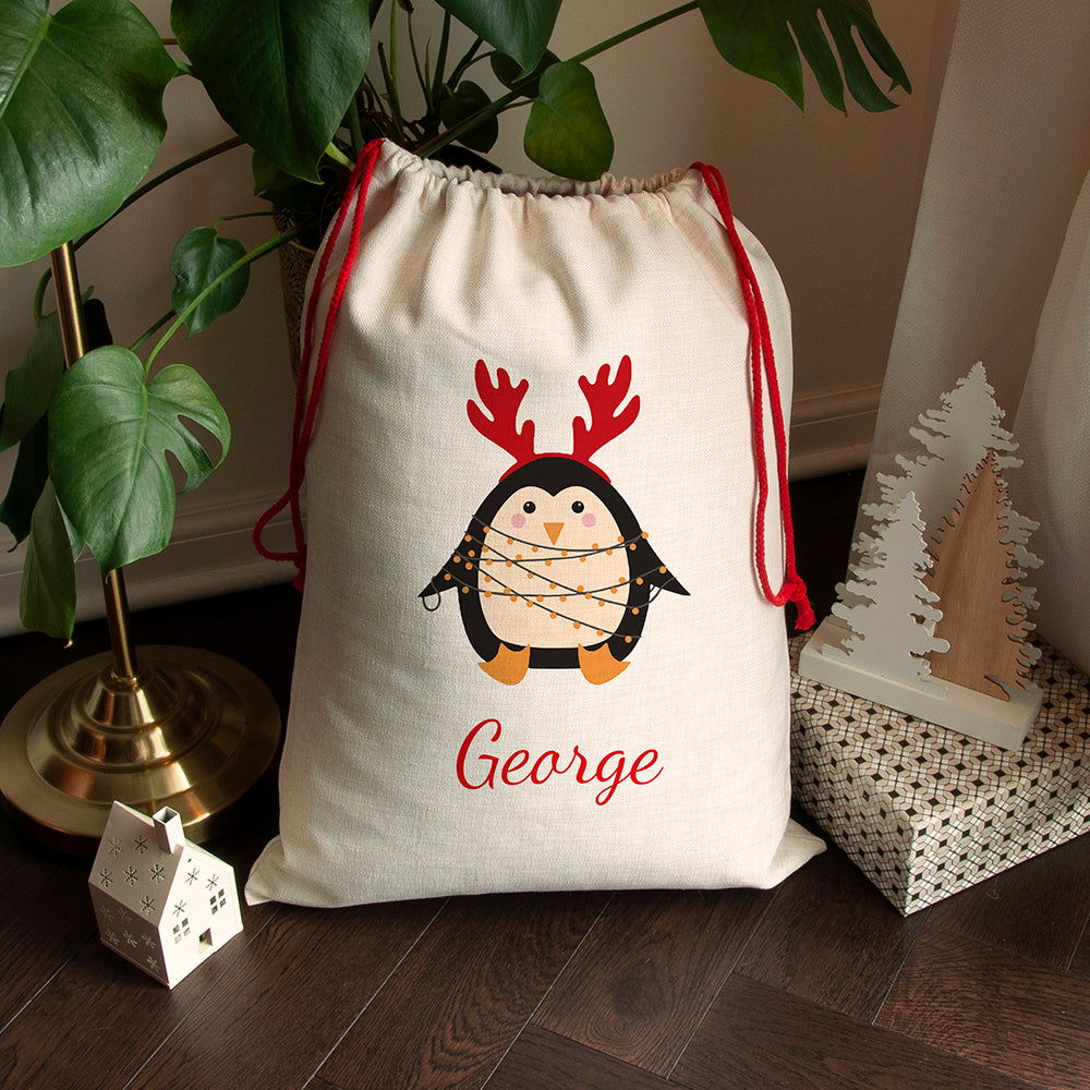 Personalised Christmas Penguin Christmas Sack - Lovesakes