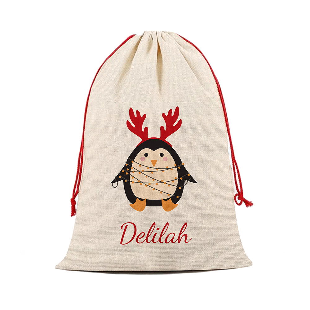 Personalised Christmas Penguin Christmas Sack - Lovesakes