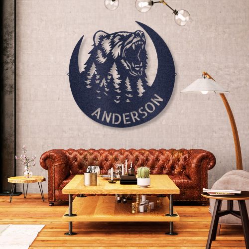 Roaring Bear Monogram - Metal Sign